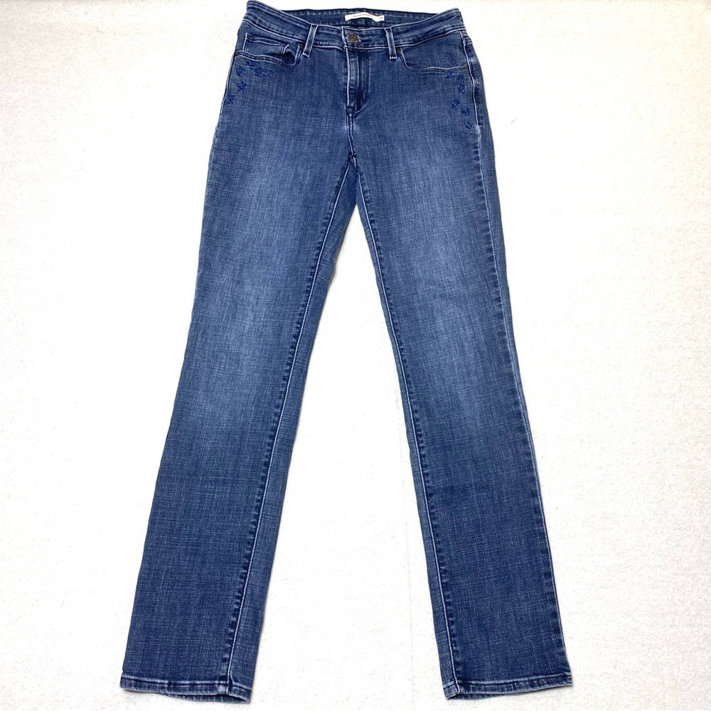 Levi's Skinny Jeans Women's W28 Blue Flower Embroidery Mid Rise Casual Denim